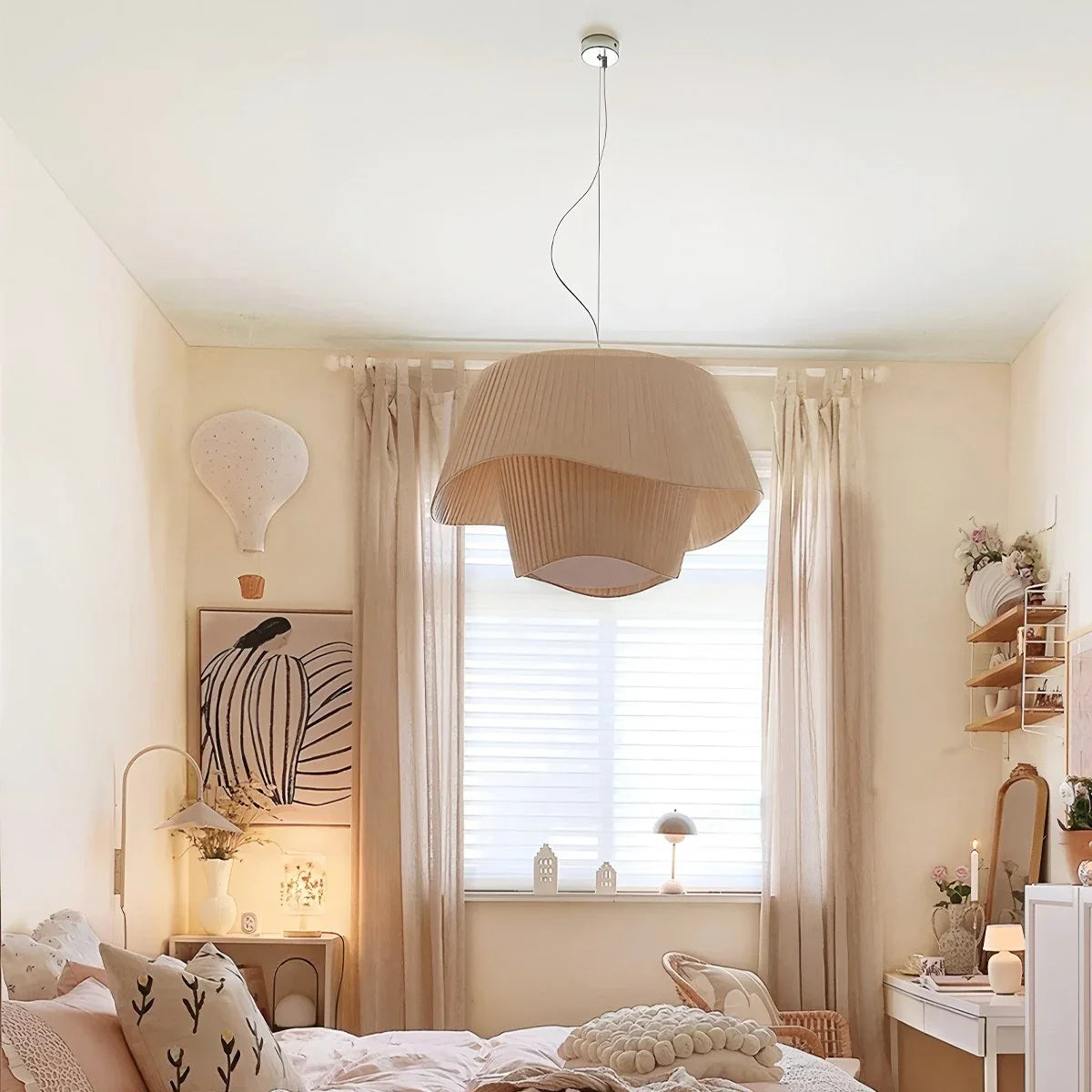 Feyran Pleated Fabric Drum Pendant Light for Modern Interiors