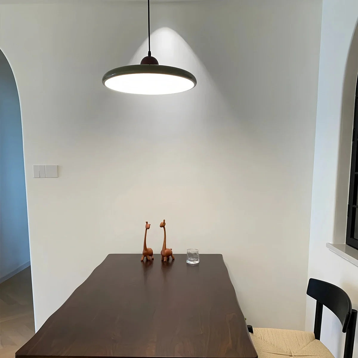 Feyran Retro Walnut Color Round UFO Pendant Light