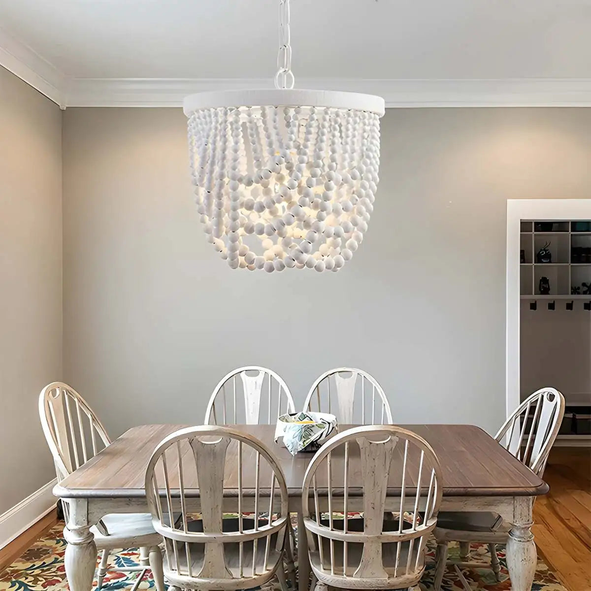 Feyran Retro Wooden Bead Chandelier for Dining Room
