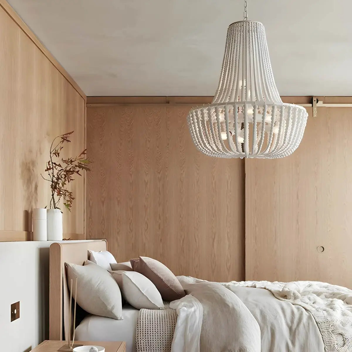 Feyran Retro Wooden Bead Chandelier for Dining Room