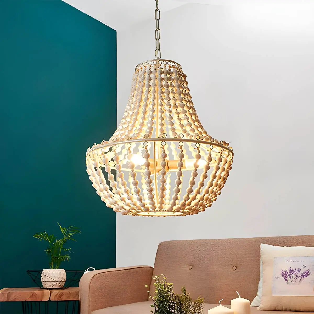Feyran Retro Wooden Bead Chandelier for Dining Room