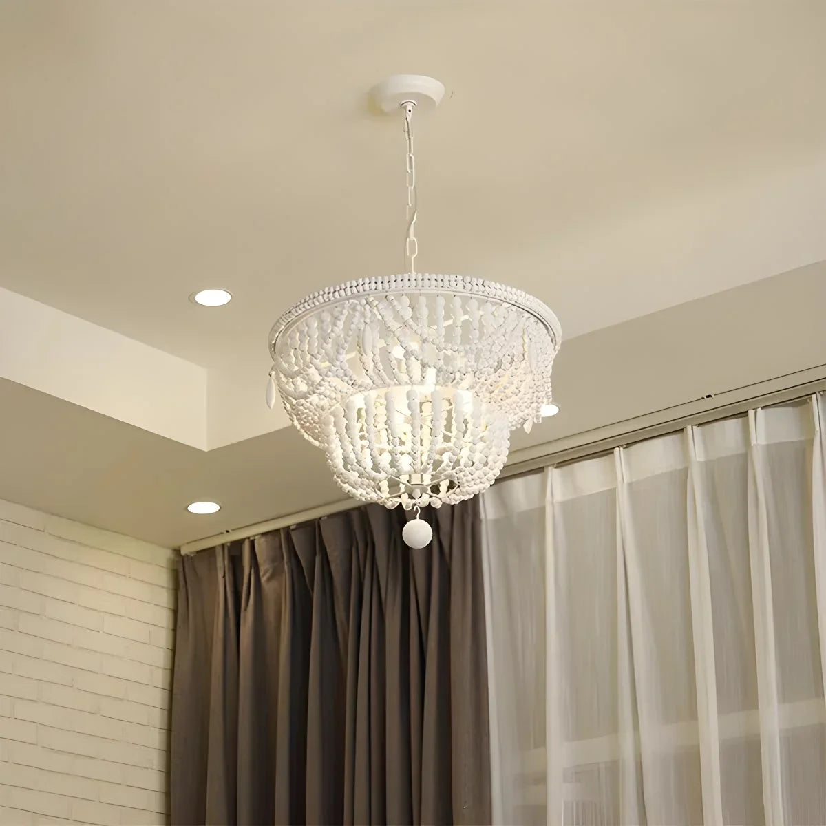 Feyran Retro Wooden Bead Chandelier for Dining Room