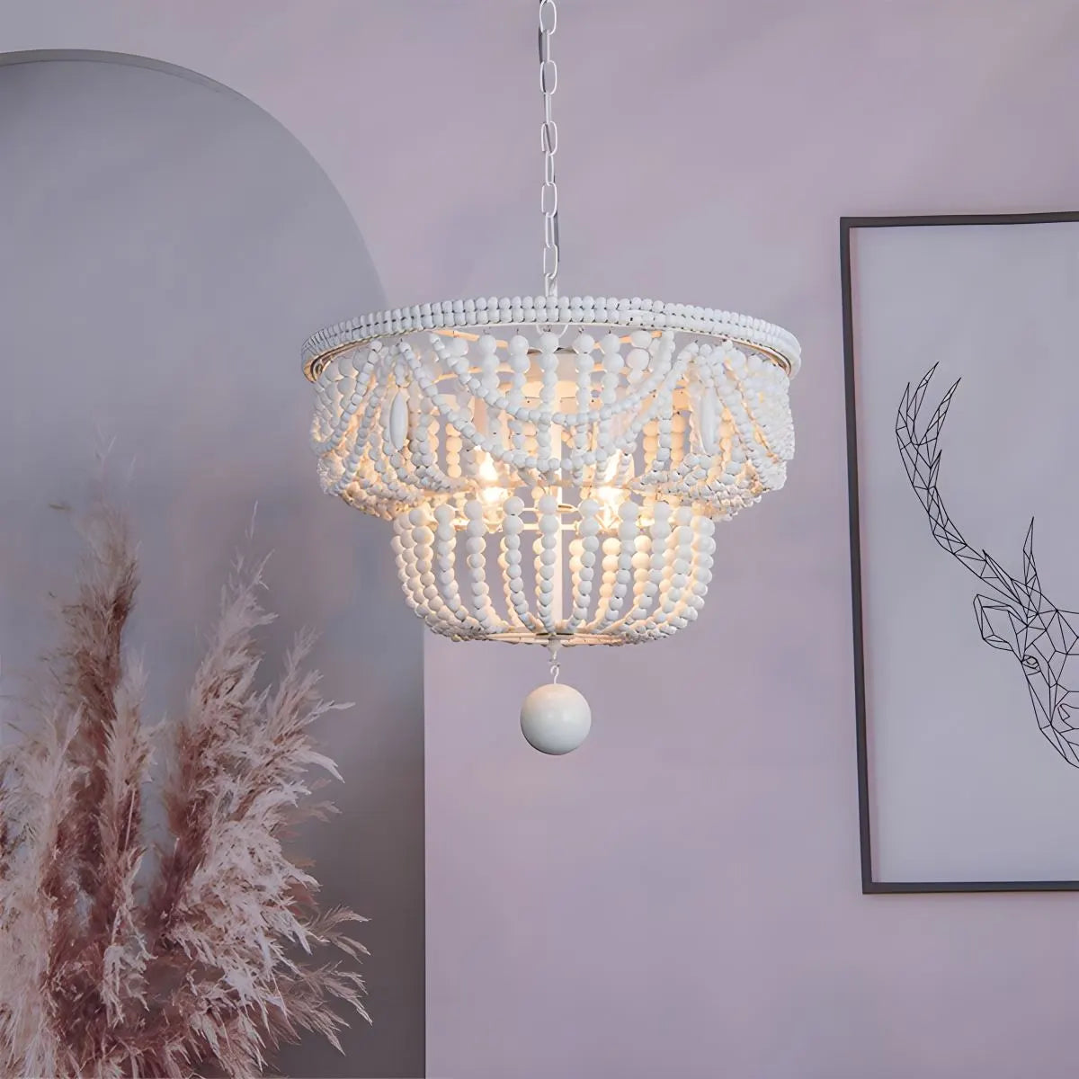 Feyran Retro Wooden Bead Chandelier for Dining Room