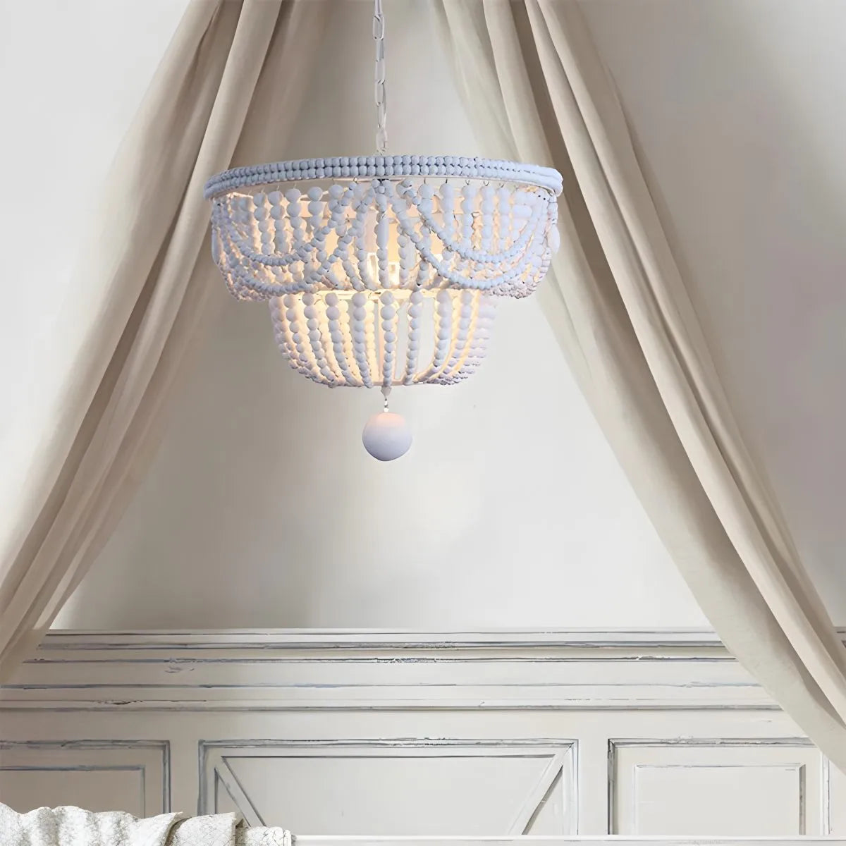 Feyran Retro Wooden Bead Chandelier for Dining Room