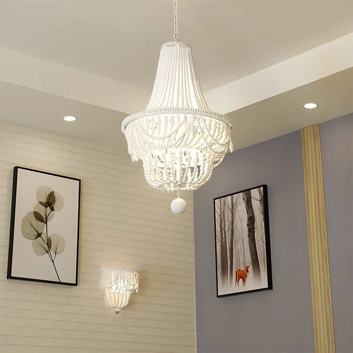 Feyran Retro Wooden Bead Chandelier for Dining Room