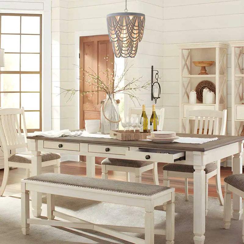 Feyran Retro Wooden Bead Chandelier for Dining Room