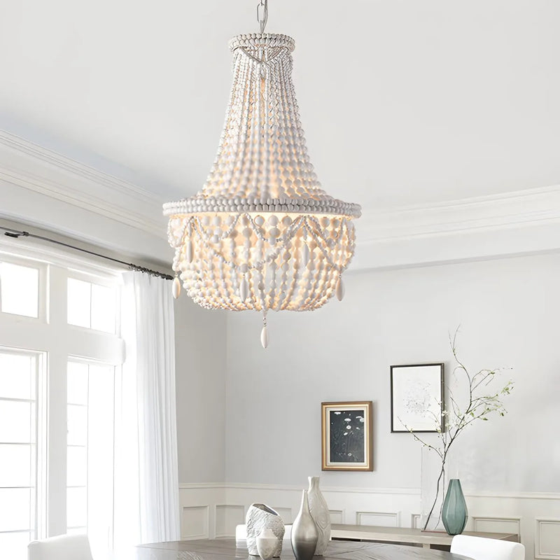 Feyran Retro Wooden Bead Chandelier for Dining Room