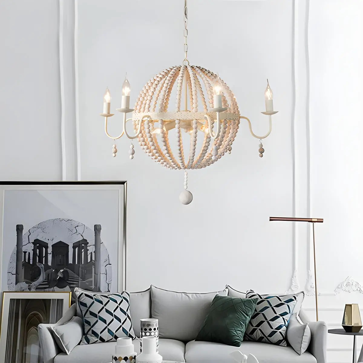 Feyran Retro Wooden Bead Chandelier for Dining Room