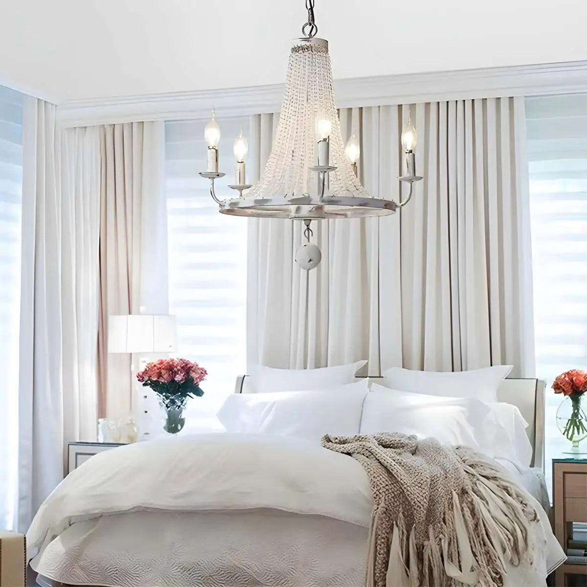 Feyran Retro Wooden Bead Chandelier for Dining Room
