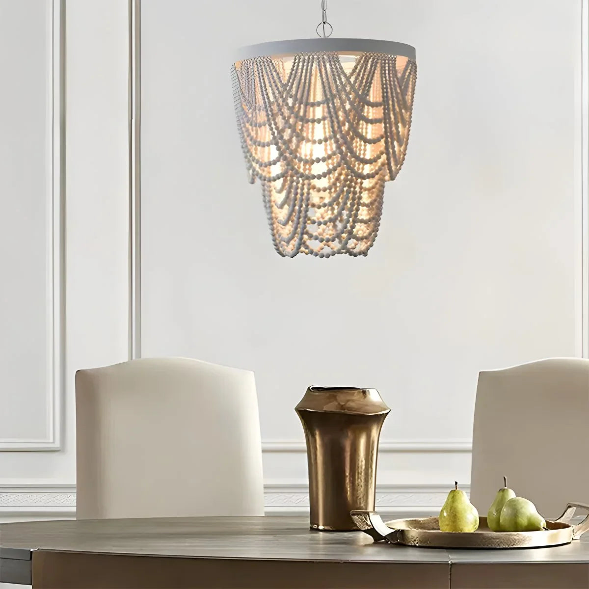 Feyran Retro Wooden Bead Chandelier for Dining Room