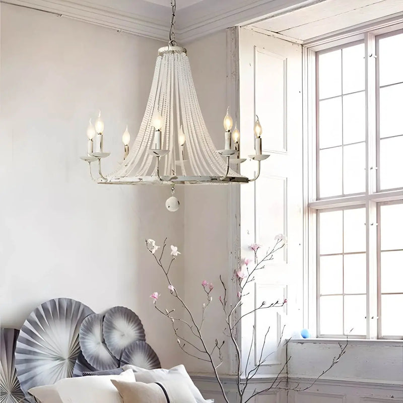 Feyran Retro Wooden Bead Chandelier for Dining Room