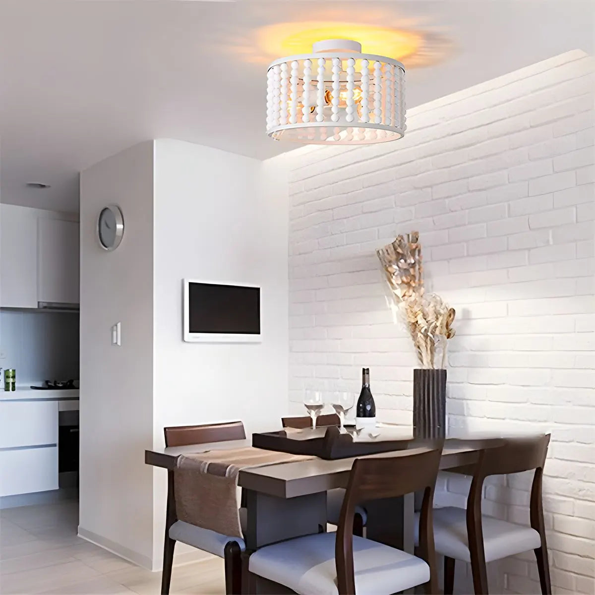 Feyran Retro Wooden Bead Chandelier for Dining Room