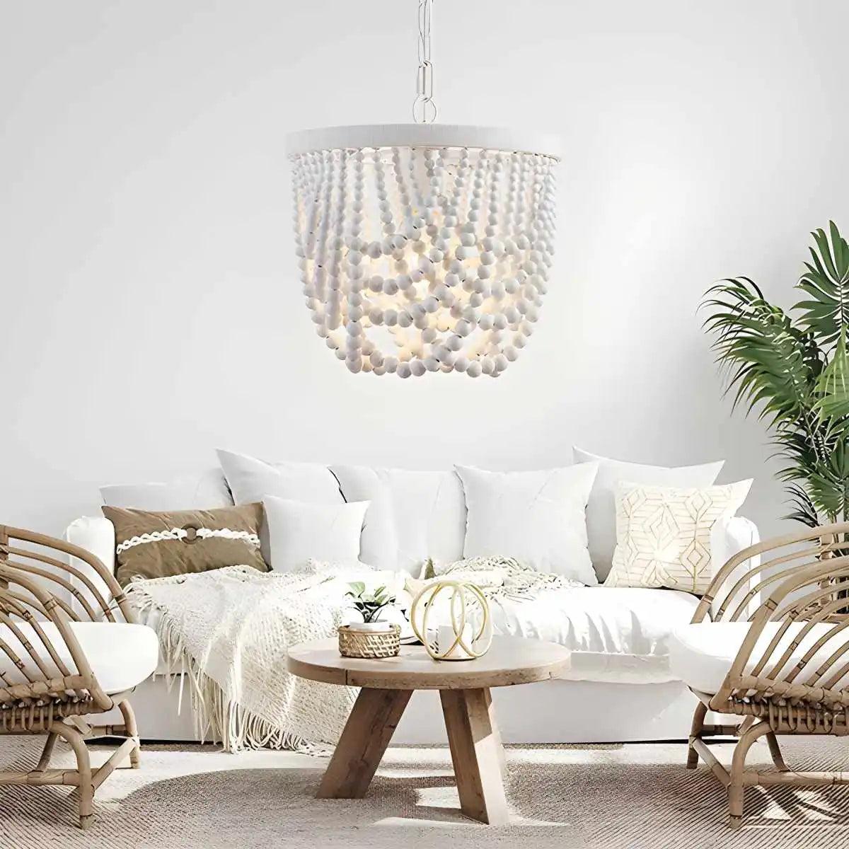 Feyran Retro Wooden Bead Chandelier for Dining Room