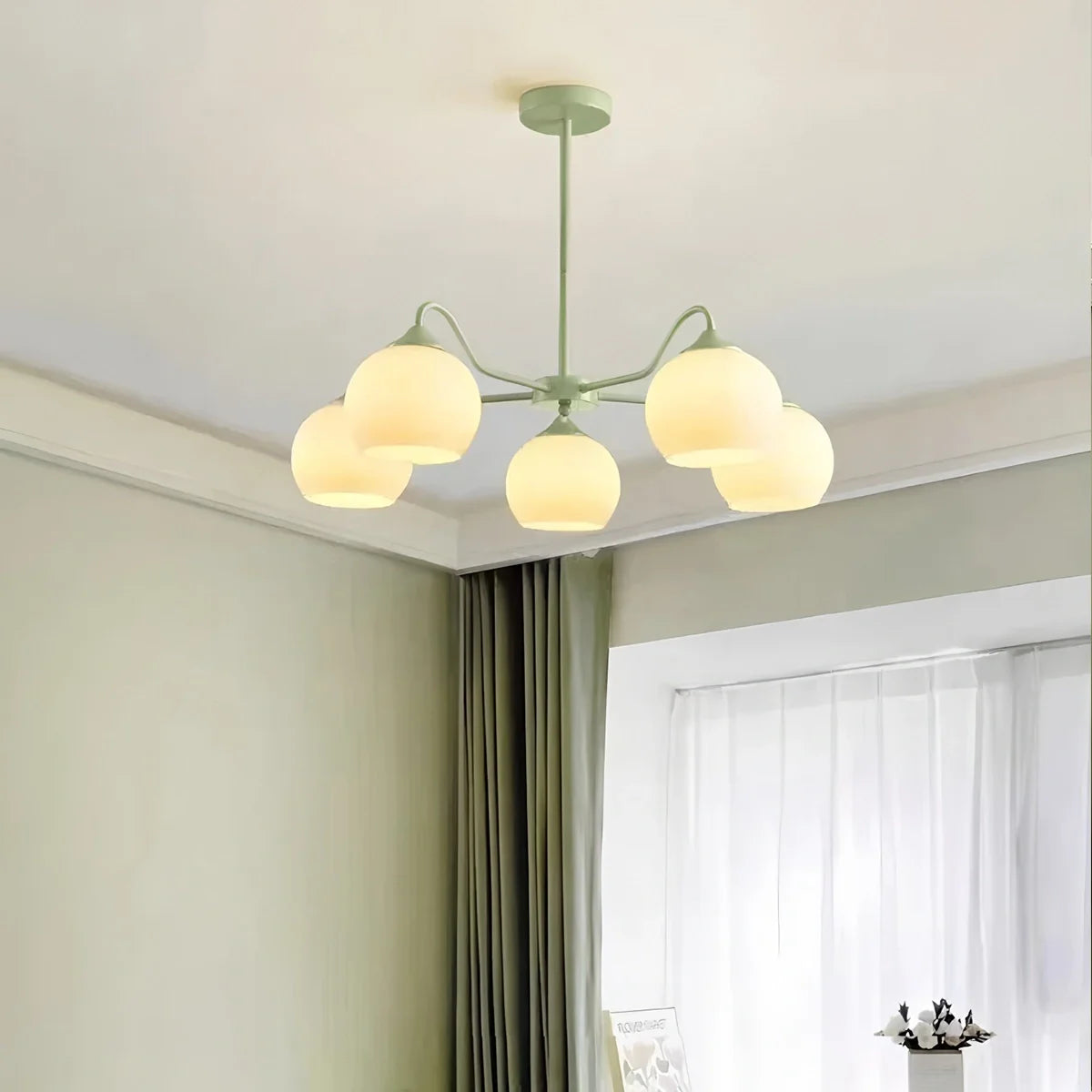 Feyran Ribbed Glass Matcha Chandelier