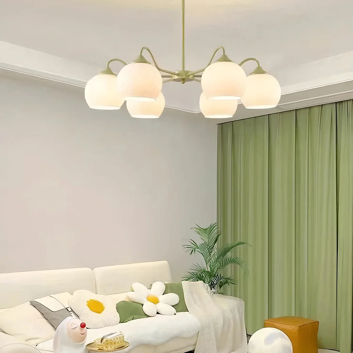 Feyran Ribbed Glass Matcha Chandelier