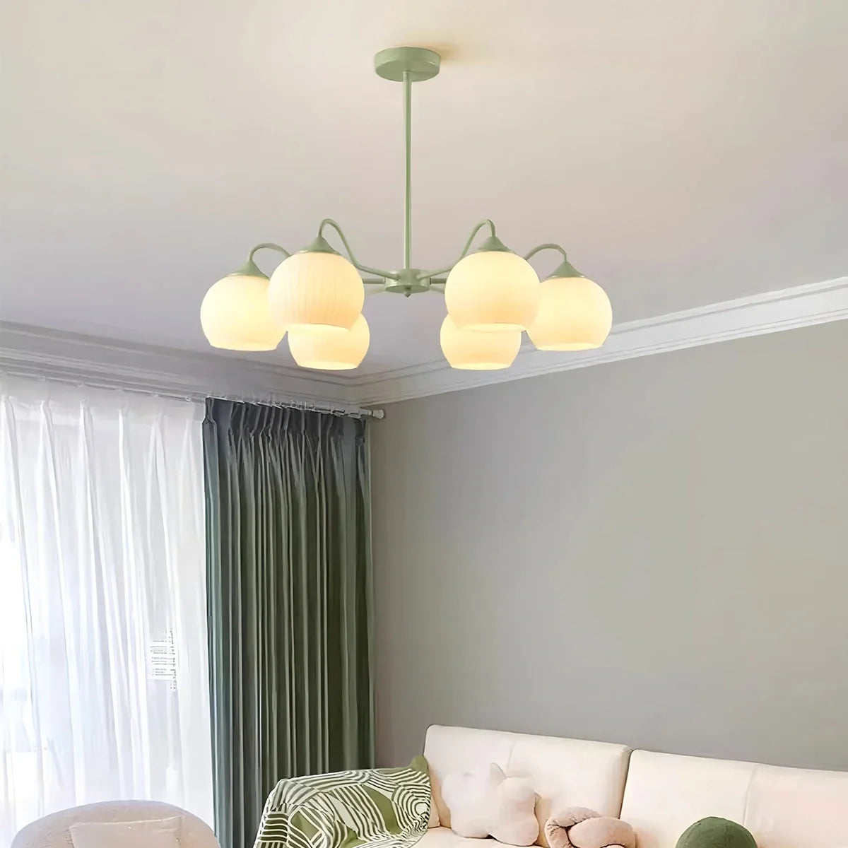 Feyran Ribbed Glass Matcha Chandelier