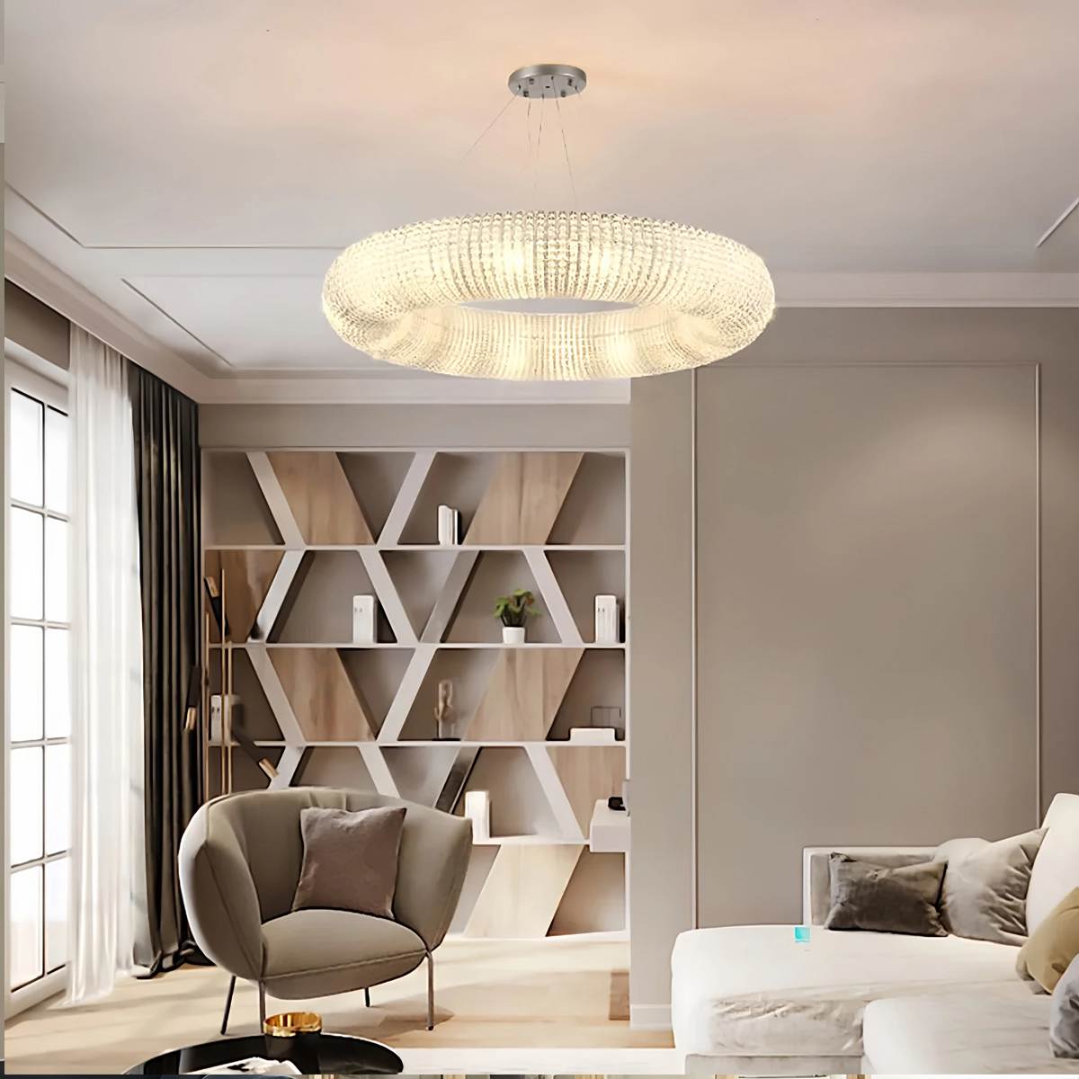 Feyran Riddle Round Crystal Led Ring Chandelier