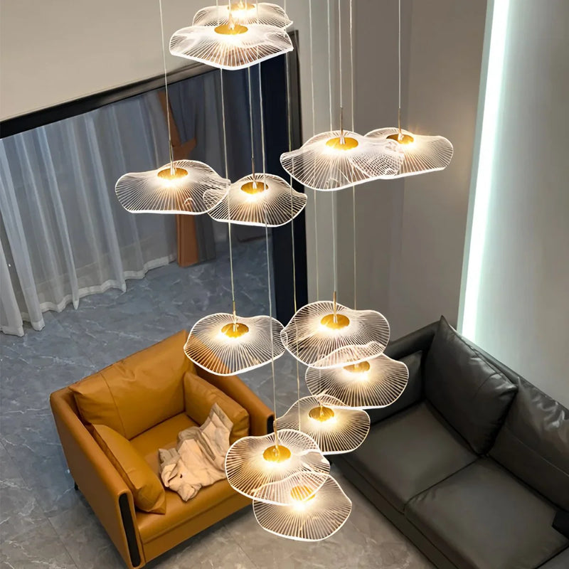 Feyran Rotasu Lotus Leaf Staircase Chandelier