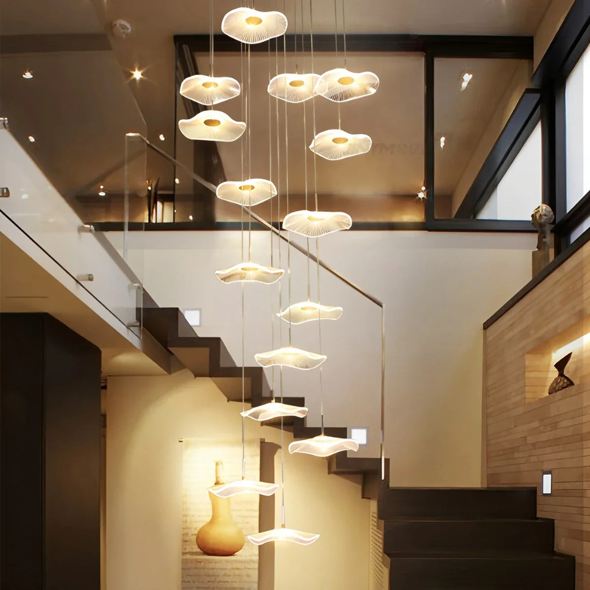 Feyran Rotasu Lotus Leaf Staircase Chandelier