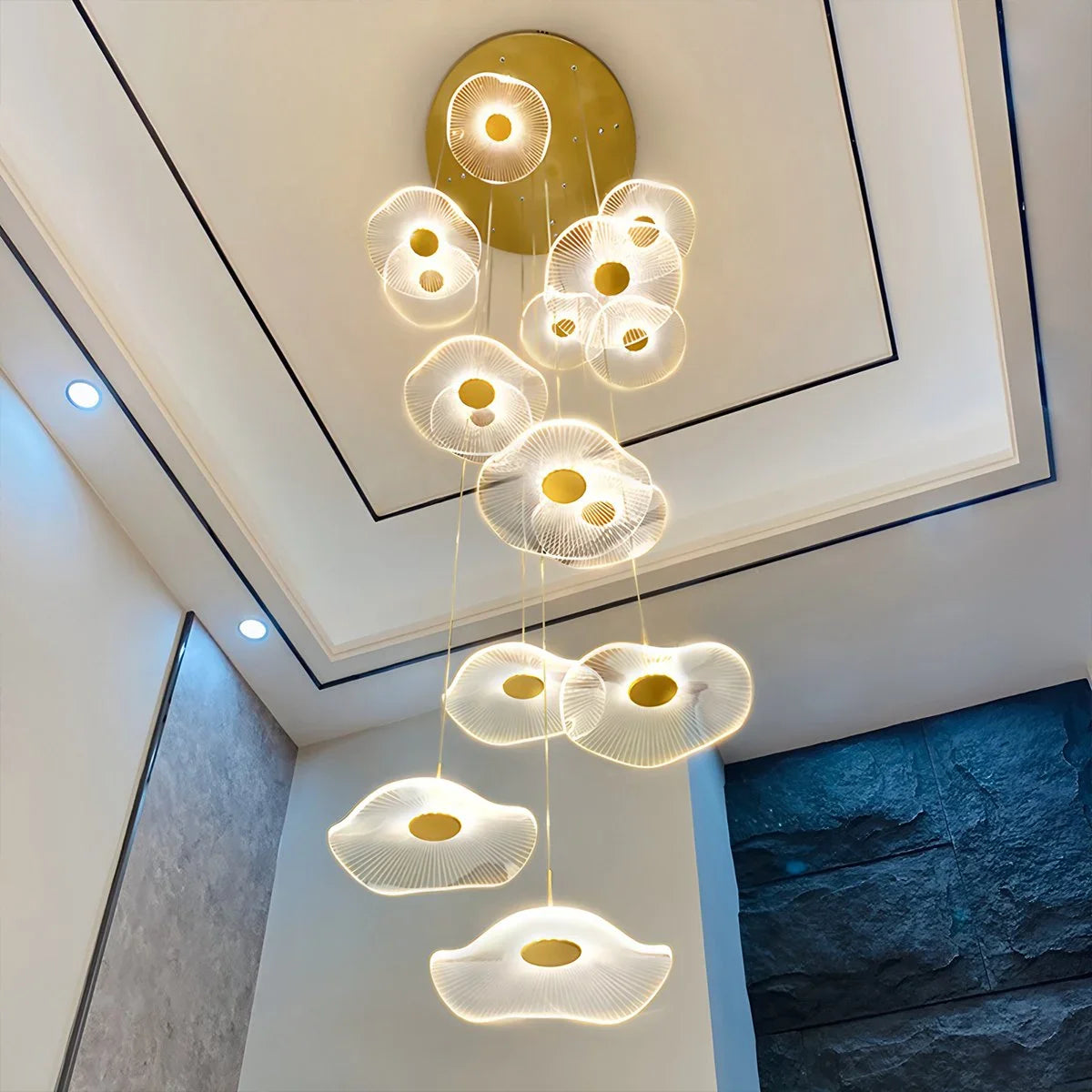 Feyran Rotasu Lotus Leaf Staircase Chandelier