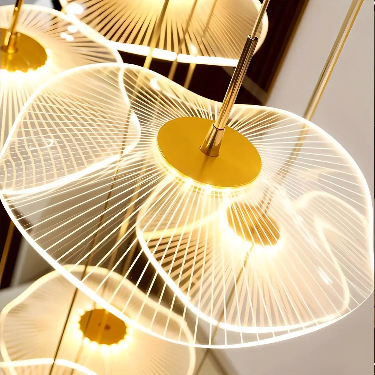 Feyran Rotasu Lotus Leaf Staircase Chandelier