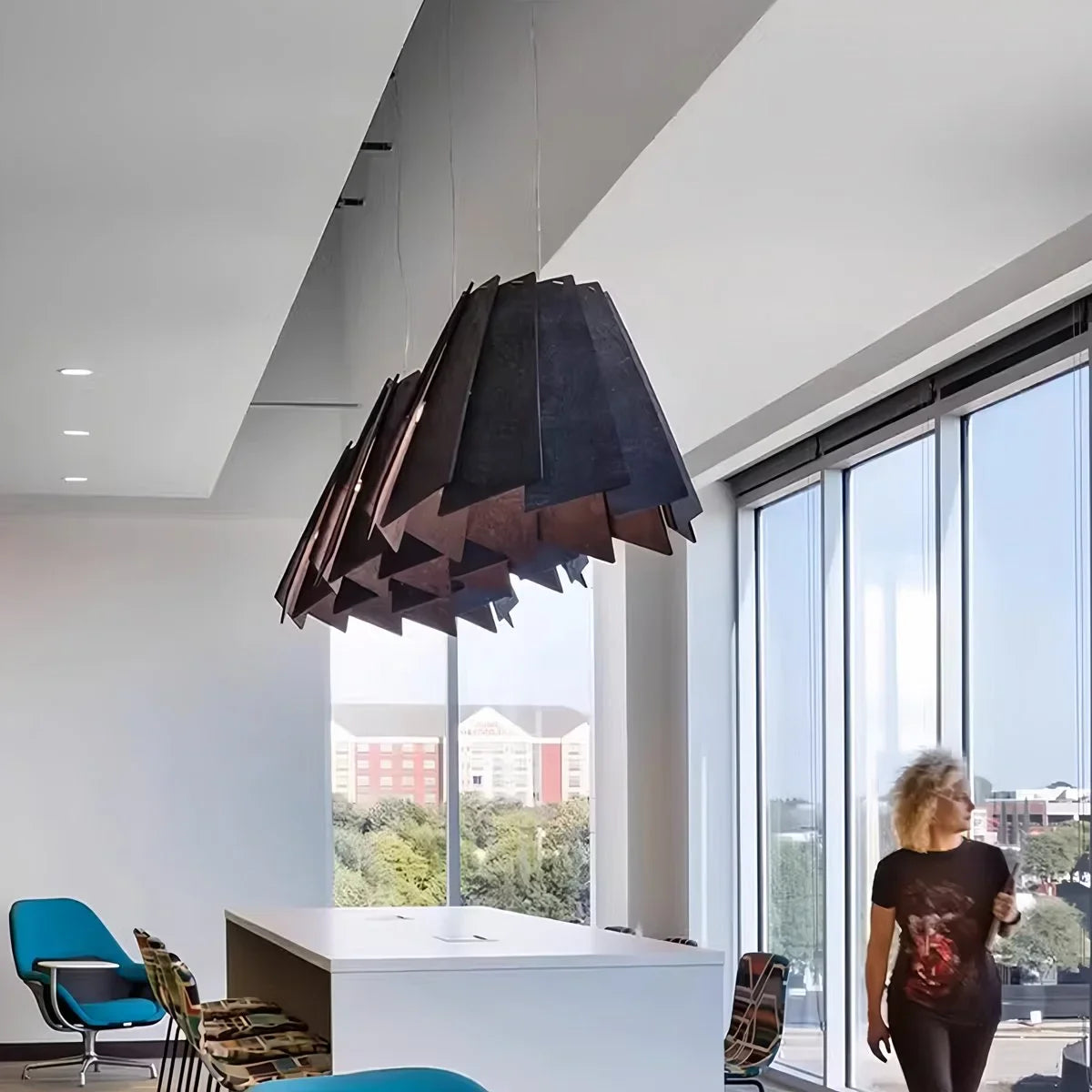 Feyran Rotating Leaf Acoustic Pendant Light for Living Room Office