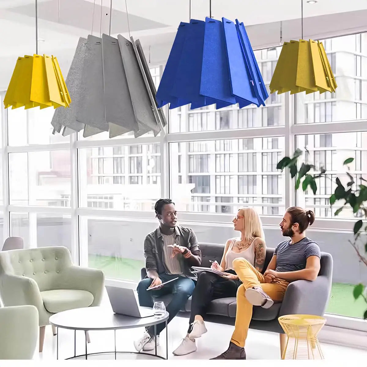 Feyran Rotating Leaf Acoustic Pendant Light for Living Room Office