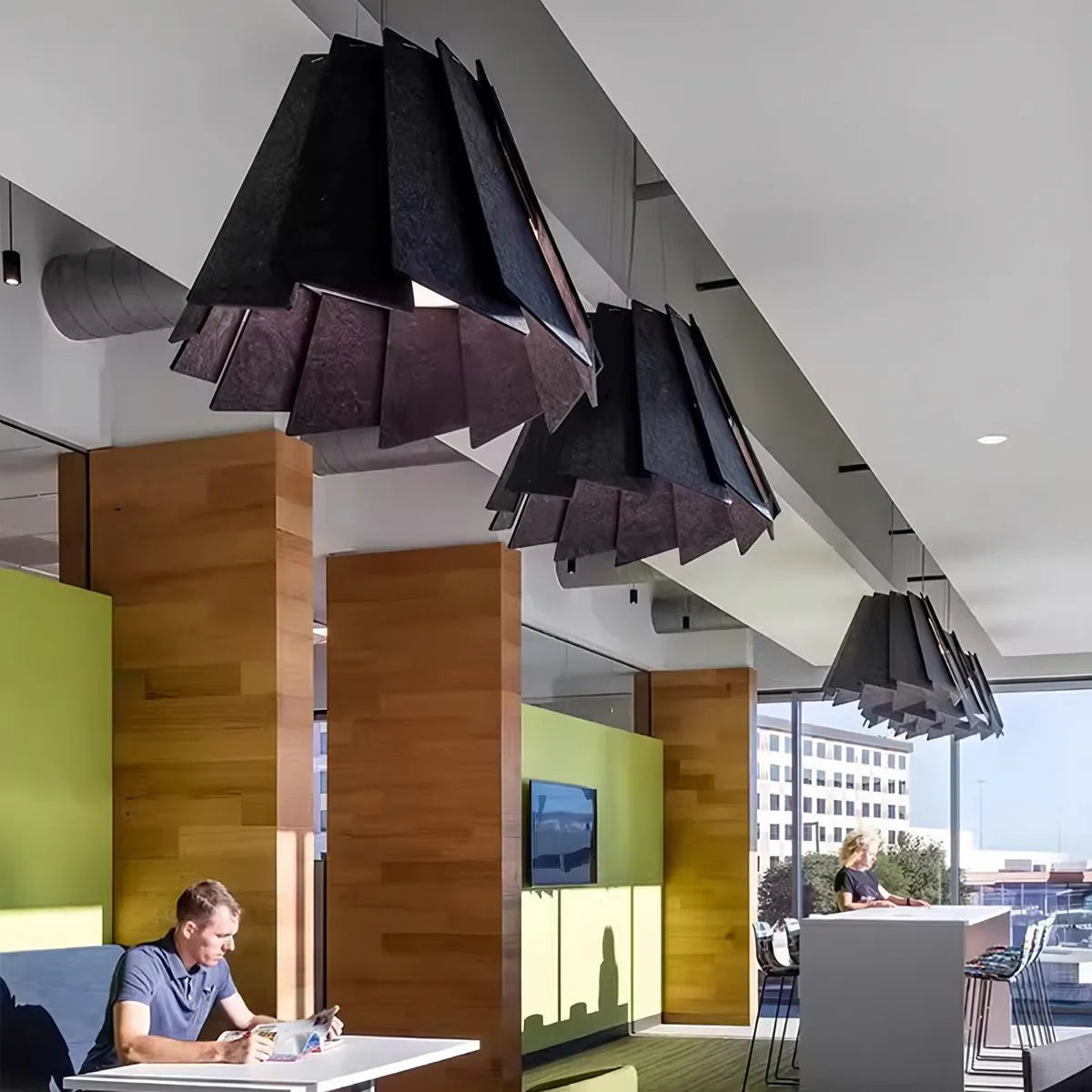 Feyran Rotating Leaf Acoustic Pendant Light for Living Room Office