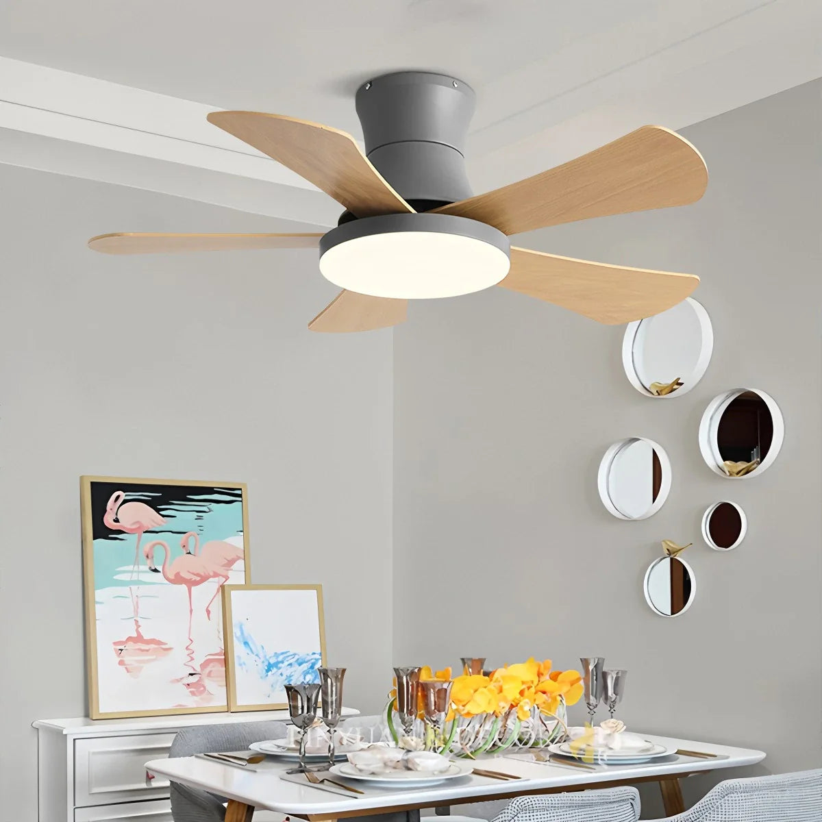 Feyran Scandi Low Profile Ceiling Fan with Light