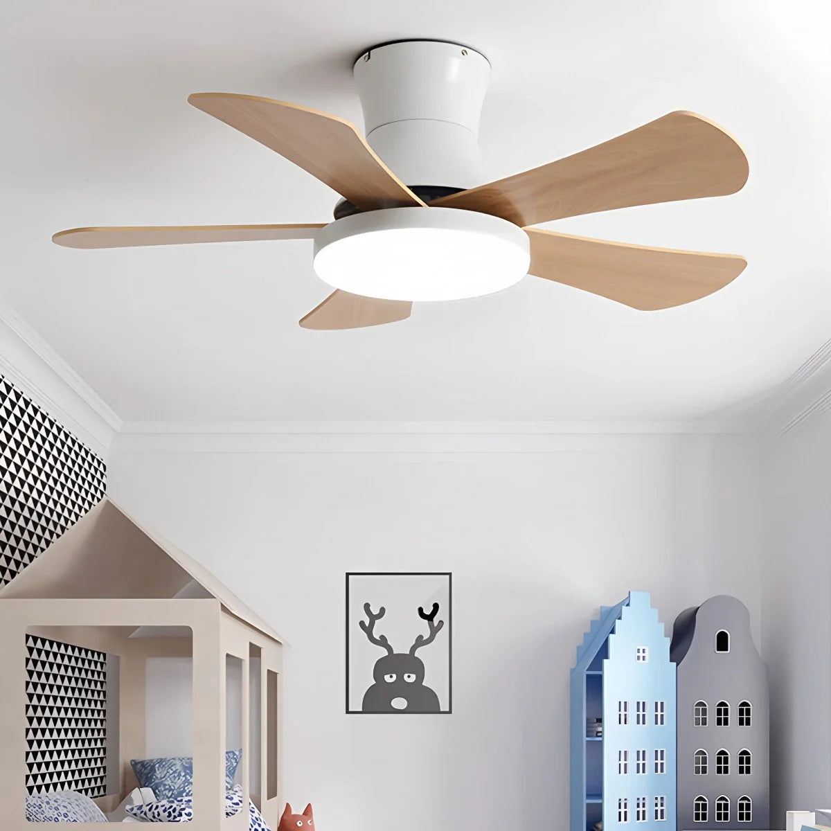 Feyran Scandi Low Profile Ceiling Fan with Light