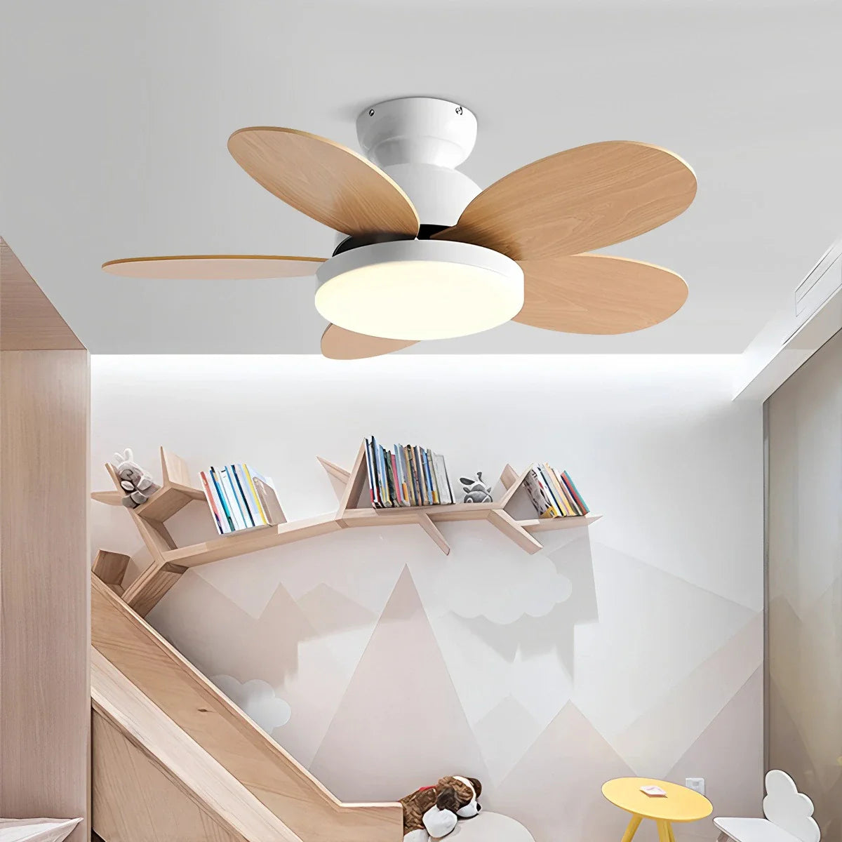 Feyran Scandi Wood Ceiling Fan Lamp for Children’s Room