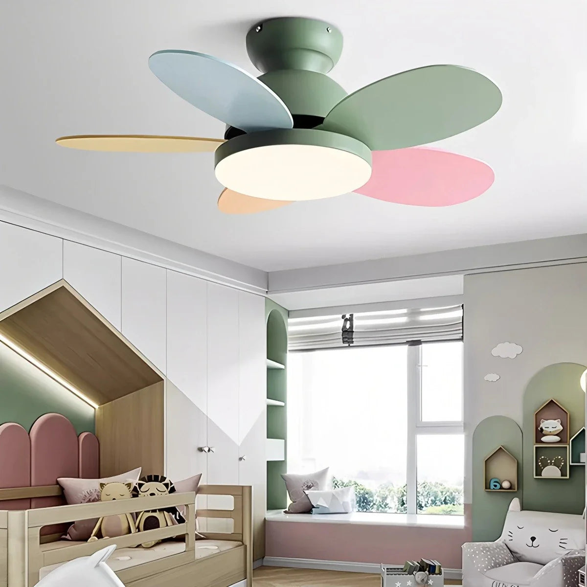 Feyran Scandi Wood Ceiling Fan Lamp for Children’s Room