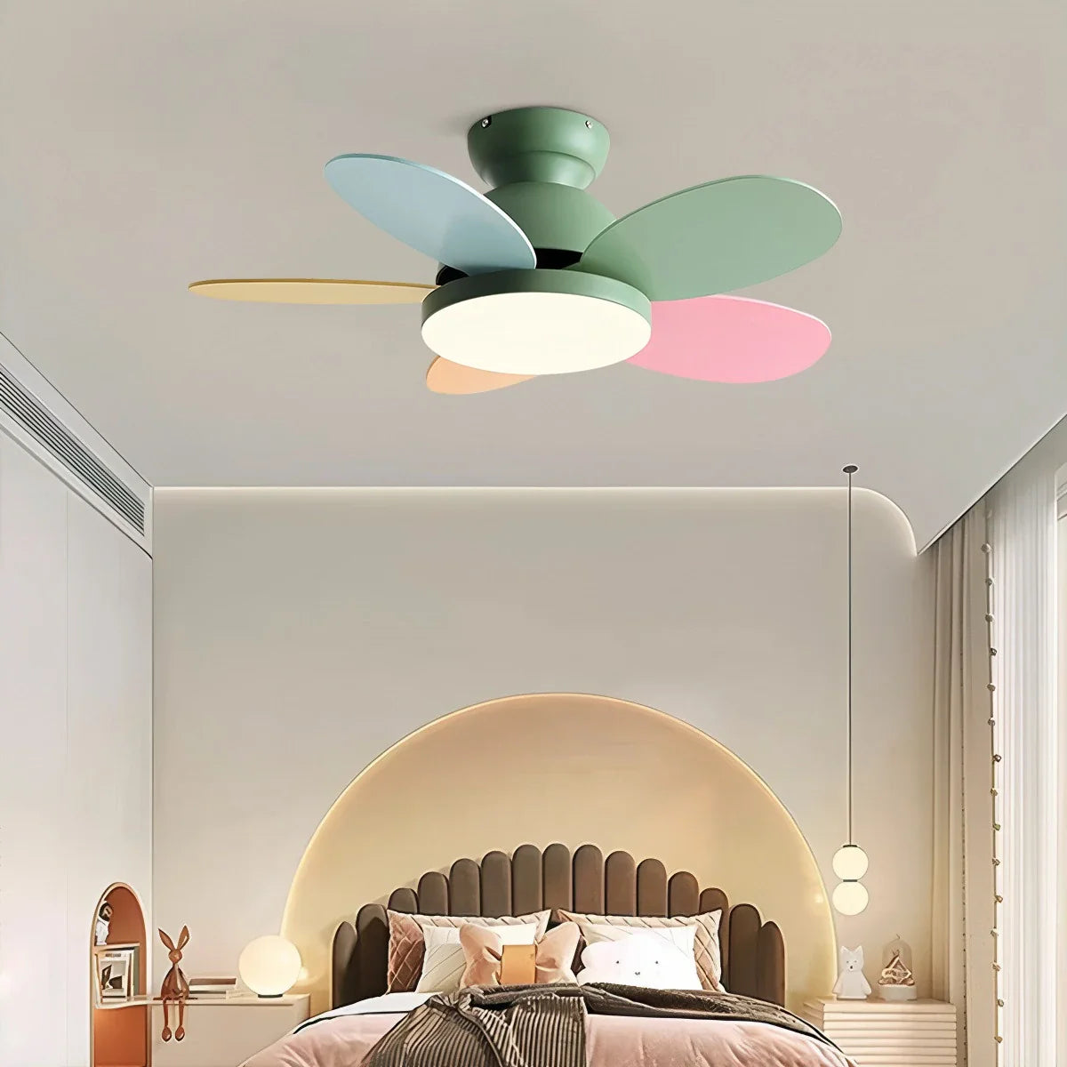 Feyran Scandi Wood Ceiling Fan Lamp for Children’s Room