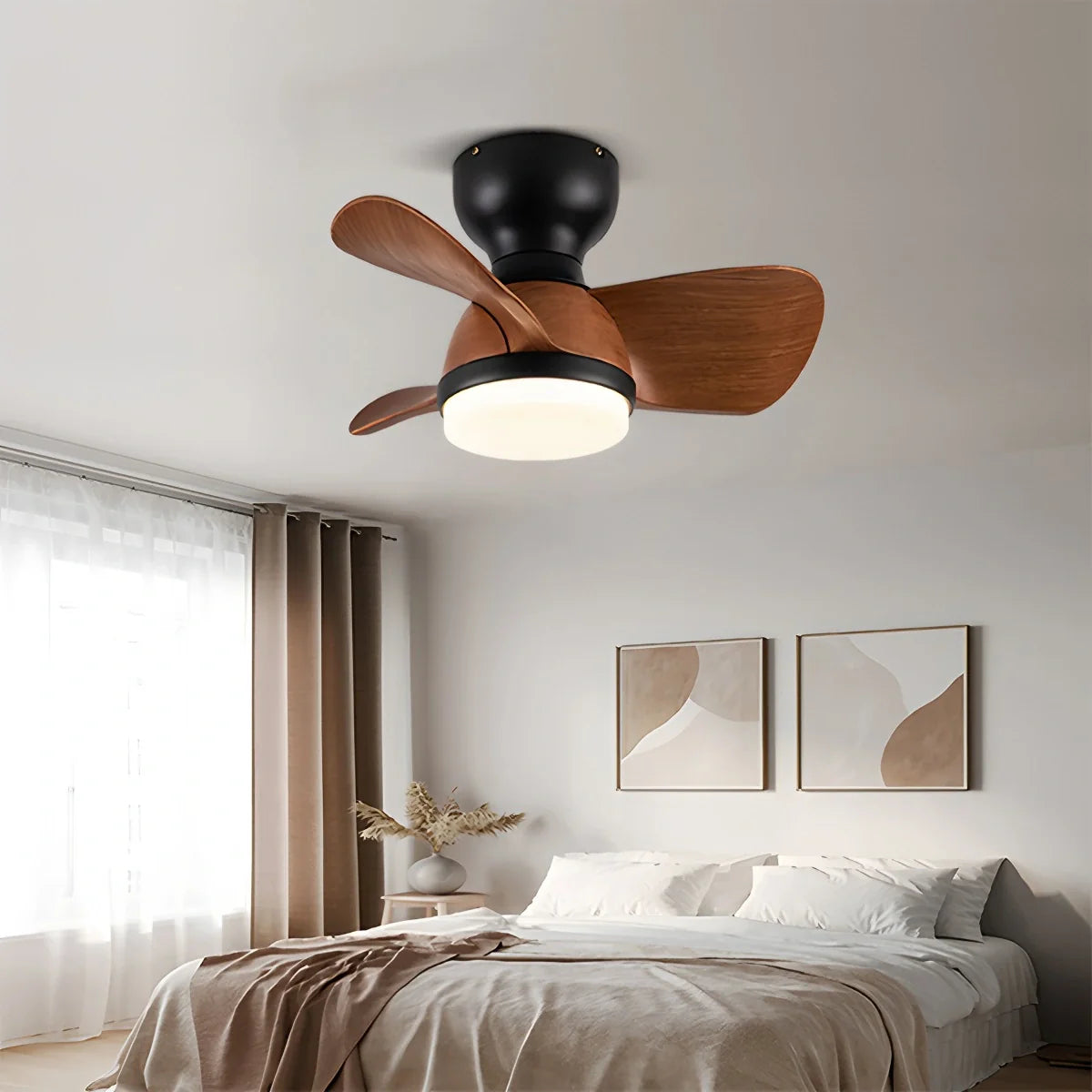 Feyran Small Flush Mount Ceiling Fan with Light