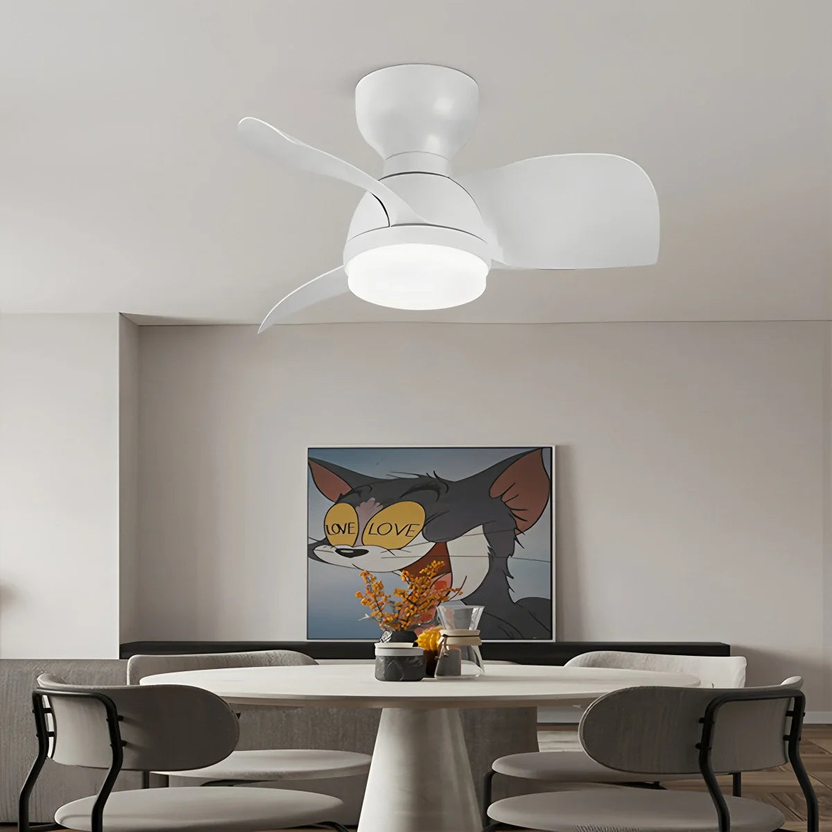 Feyran Small Flush Mount Ceiling Fan with Light