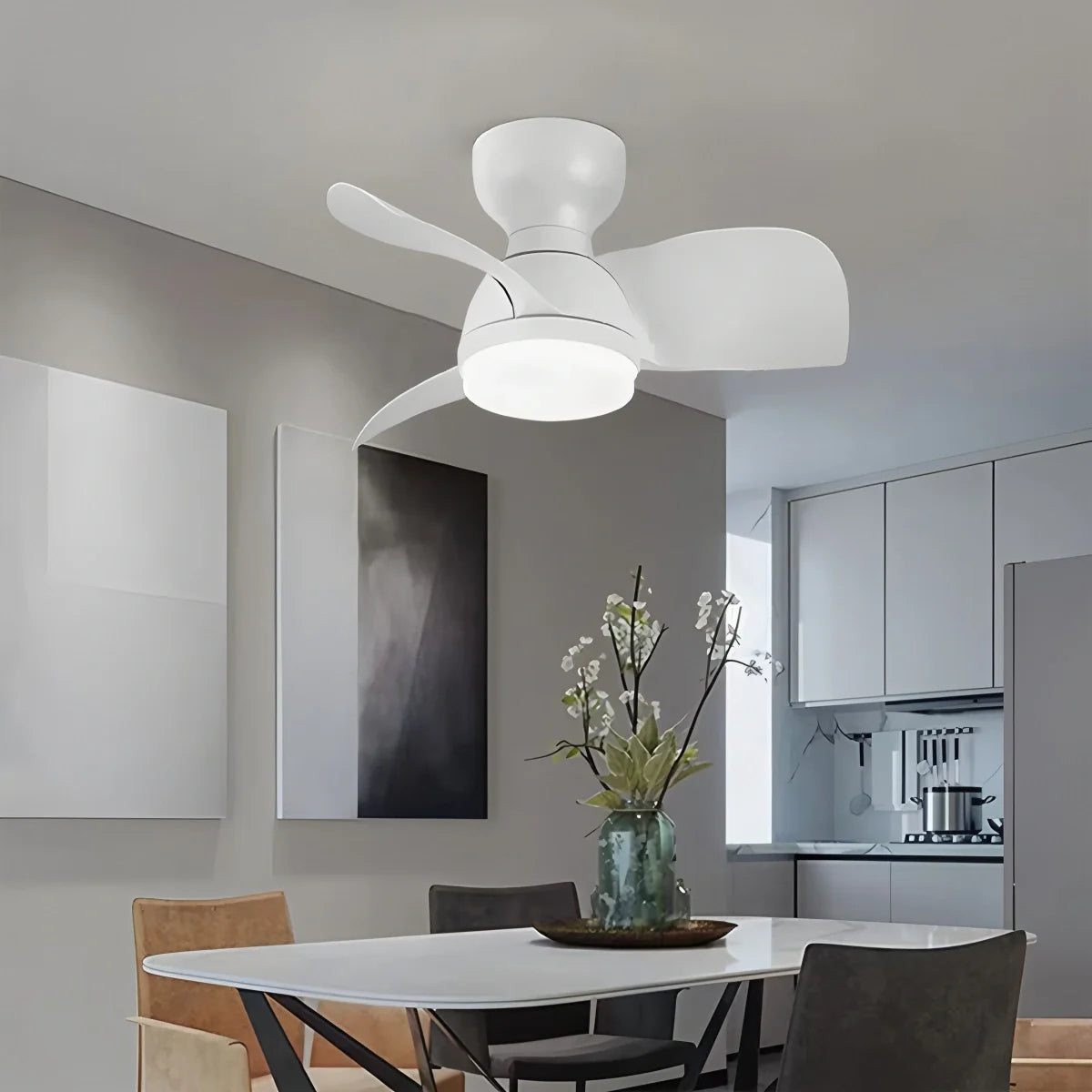 Feyran Small Flush Mount Ceiling Fan with Light