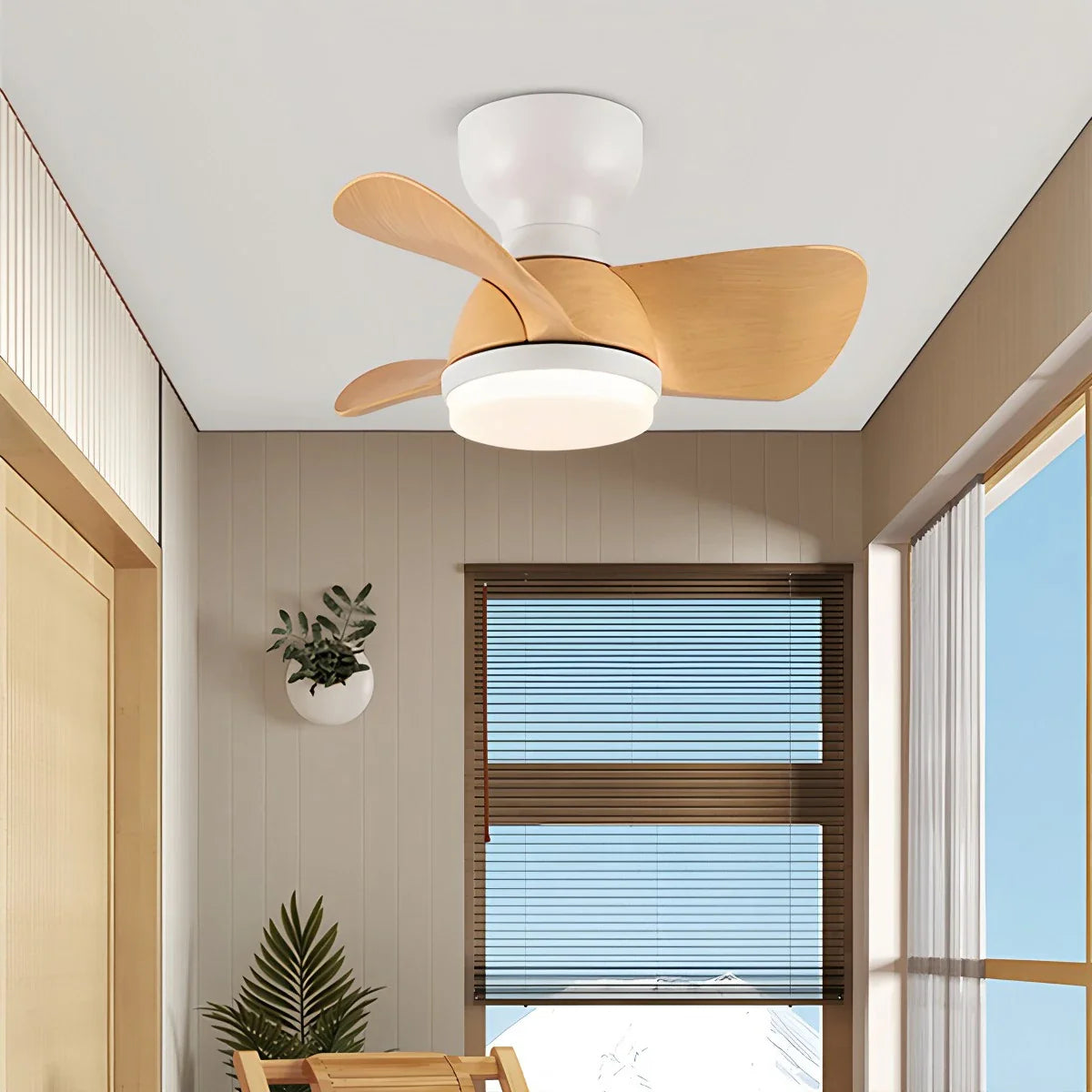 Feyran Small Flush Mount Ceiling Fan with Light