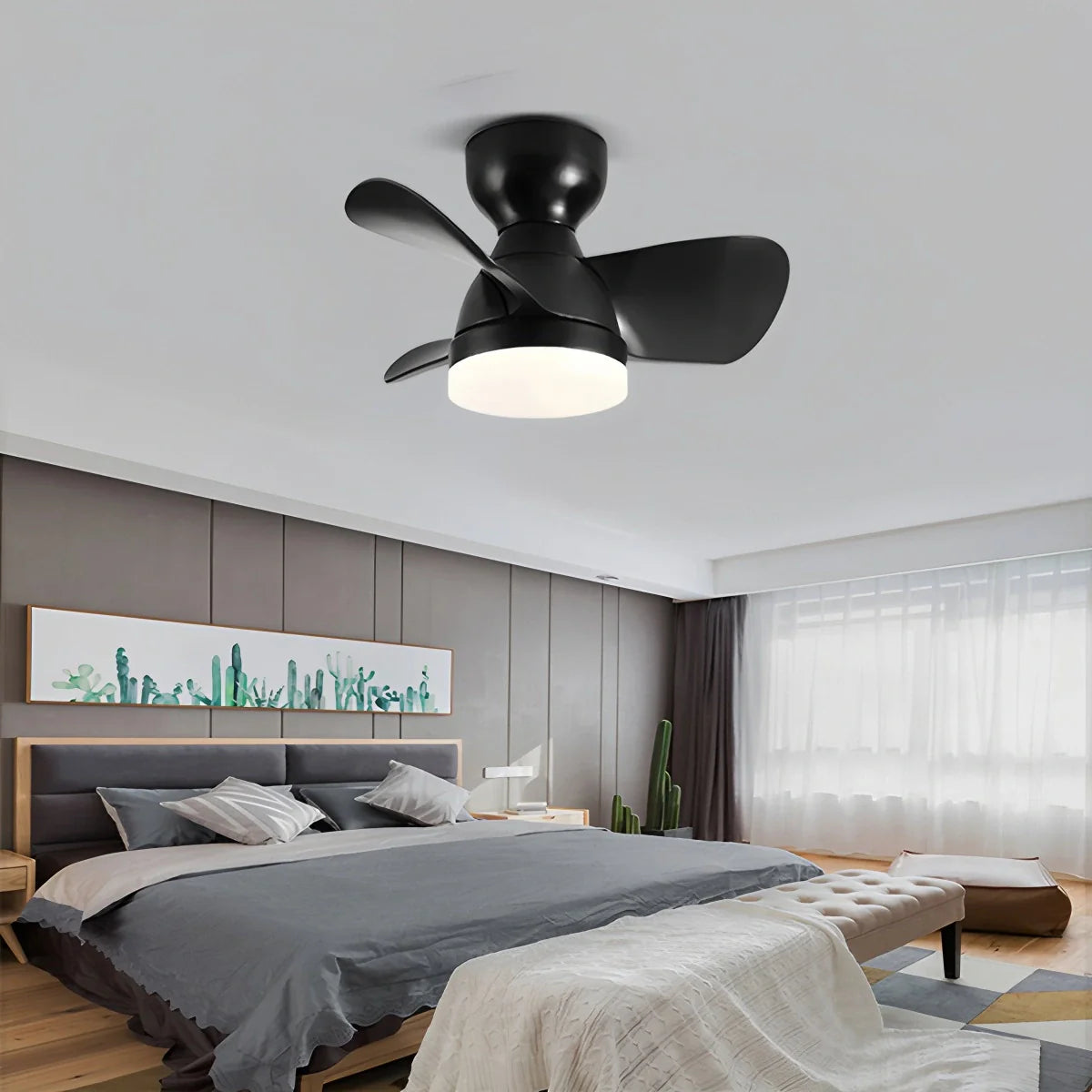 Feyran Small Flush Mount Ceiling Fan with Light