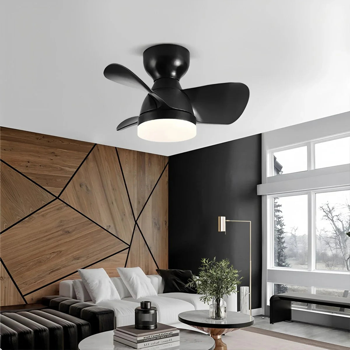 Feyran Small Flush Mount Ceiling Fan with Light