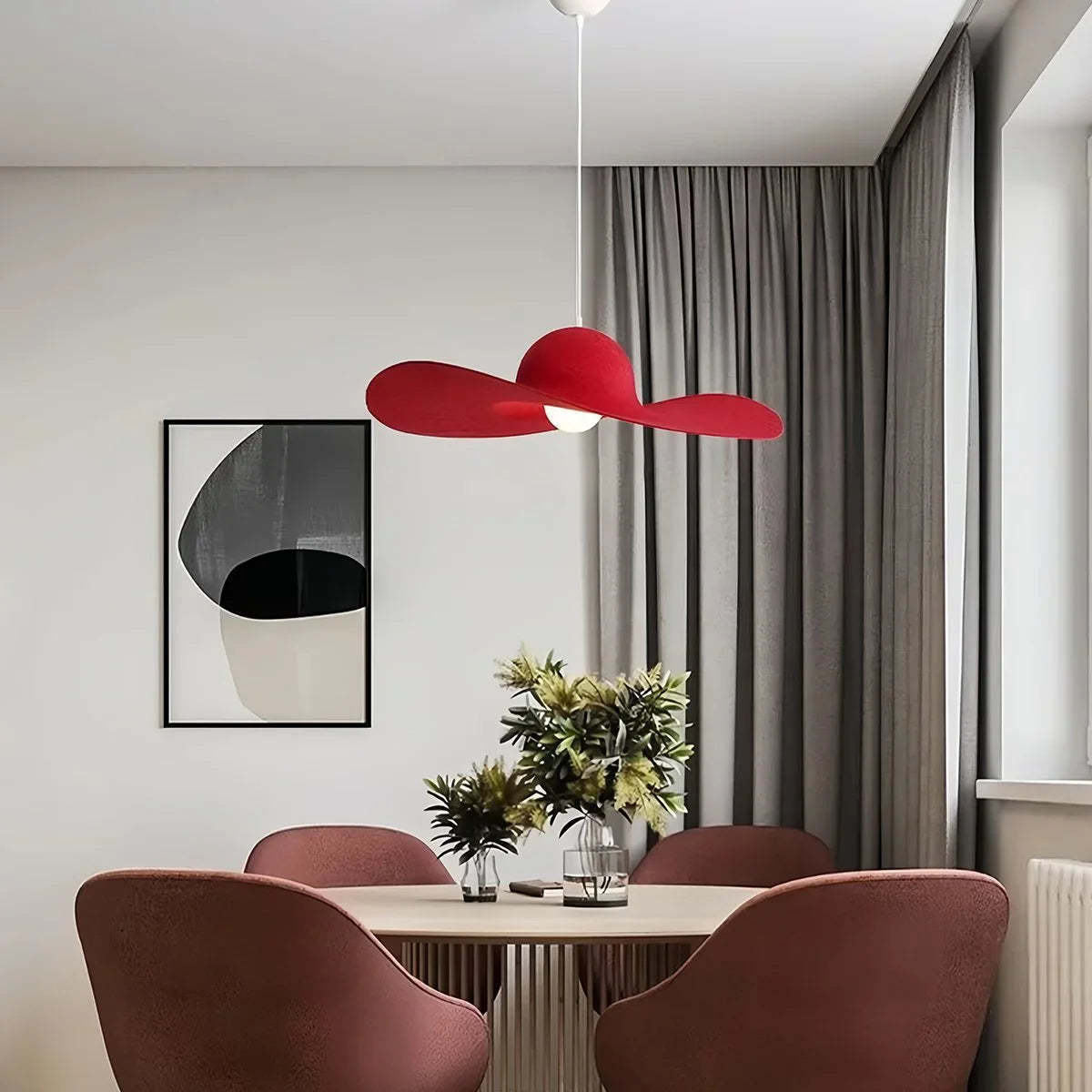 Feyran Straw Hat Acoustic Pendant Light for Dining room