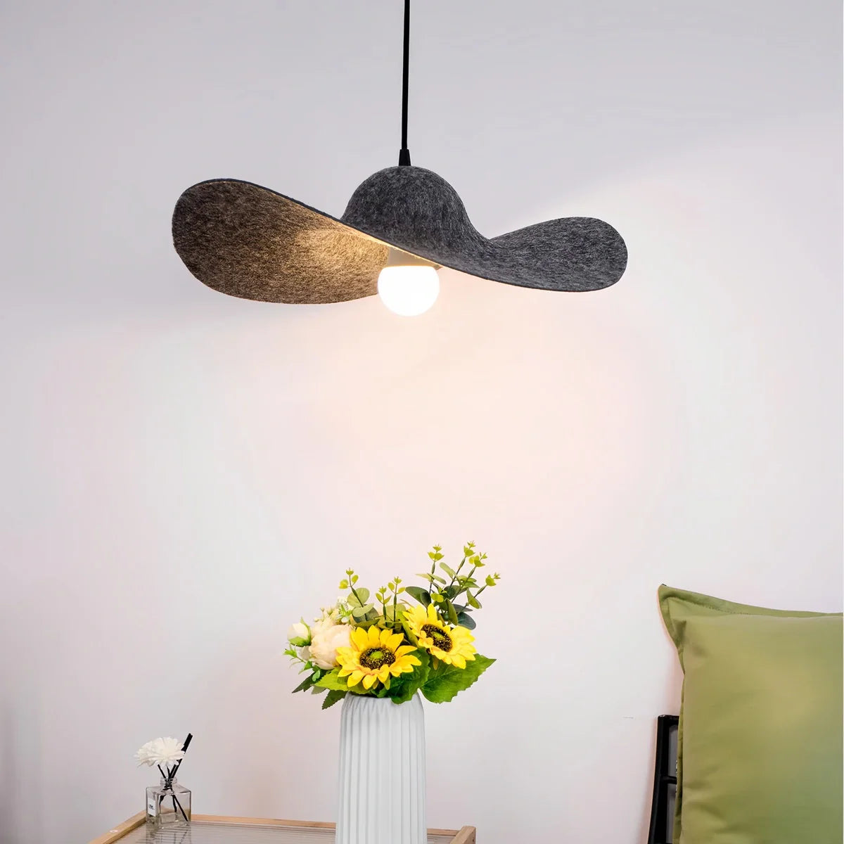 Feyran Straw Hat Acoustic Pendant Light for Dining room