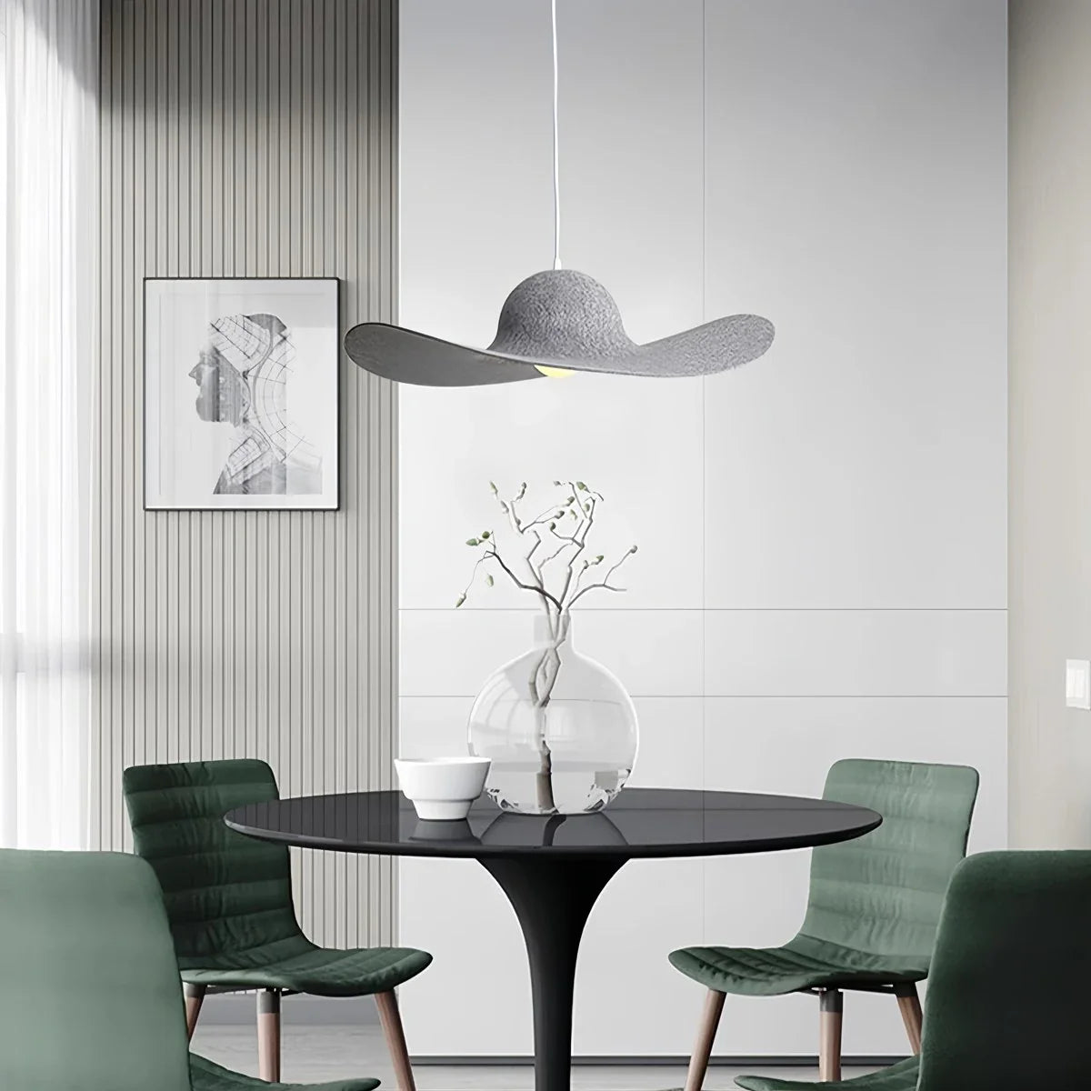 Feyran Straw Hat Acoustic Pendant Light for Dining room