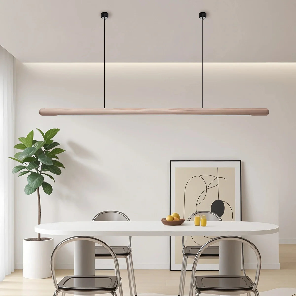 Feyran Svelte Wood Linear Pendant Light for Kitchen