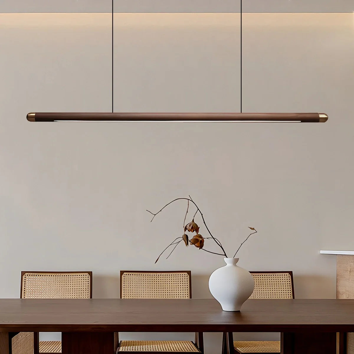 Feyran Svelte Wood Linear Pendant Light for Kitchen