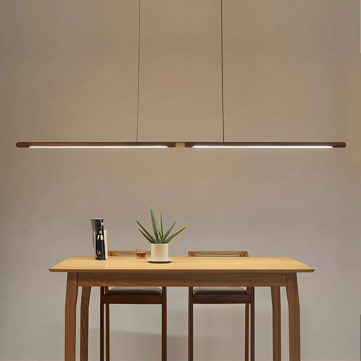 Feyran Svelte Wood Linear Pendant Light for Kitchen