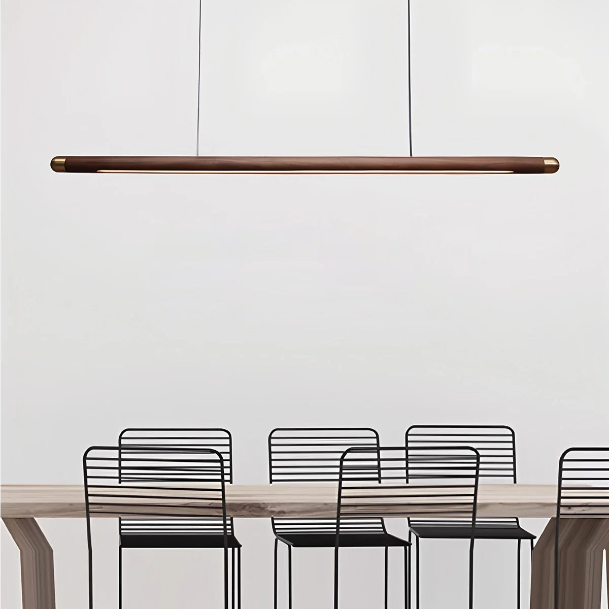 Feyran Svelte Wood Linear Pendant Light for Kitchen