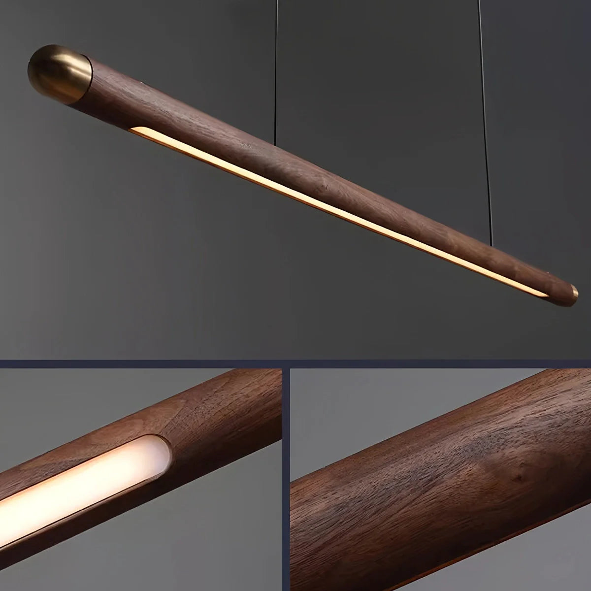 Feyran Svelte Wood Linear Pendant Light for Kitchen