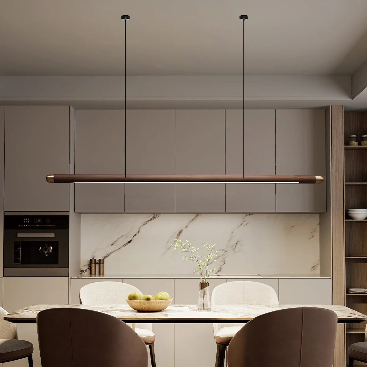 Feyran Svelte Wood Linear Pendant Light for Kitchen