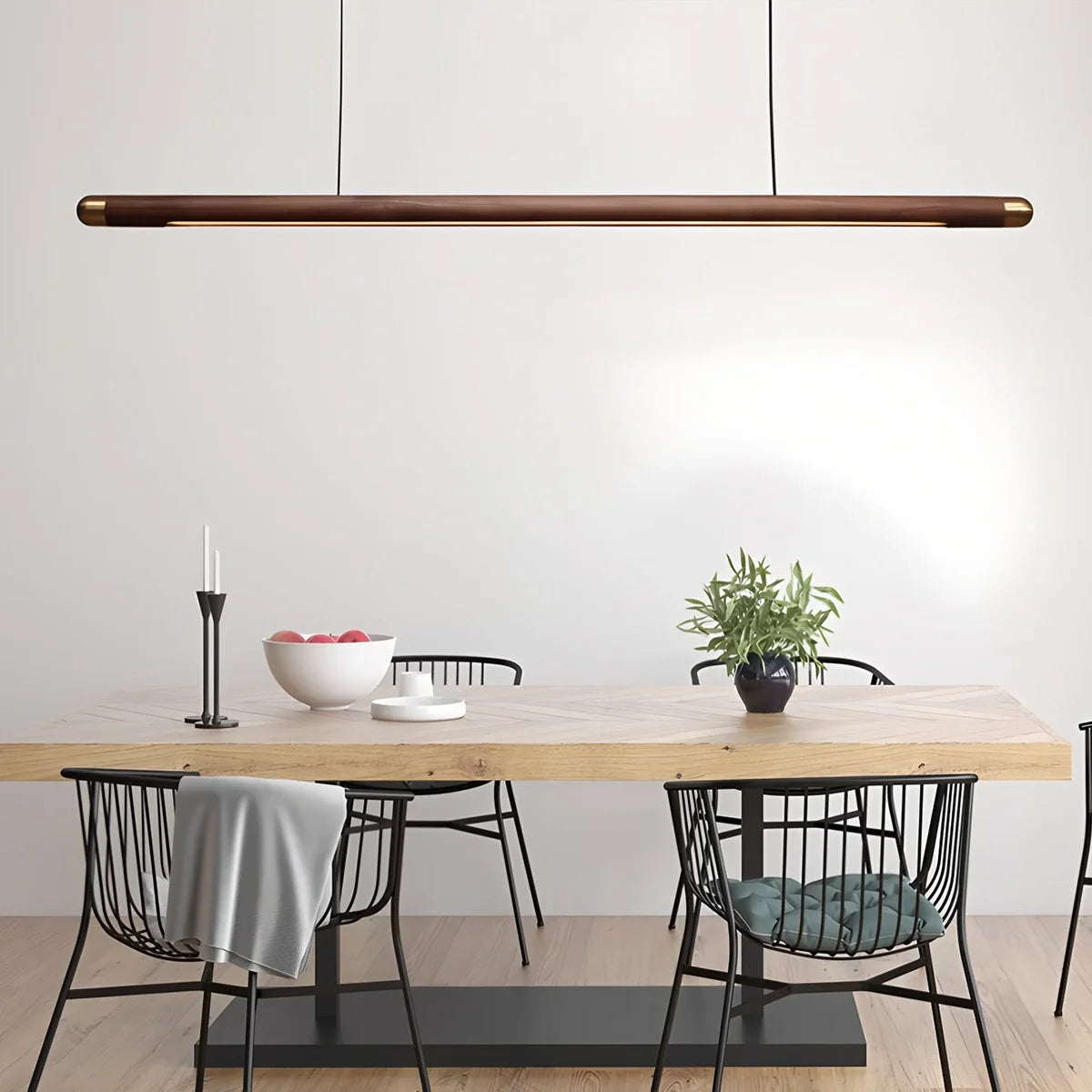 Feyran Svelte Wood Linear Pendant Light for Kitchen