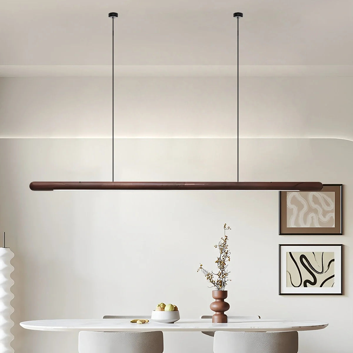 Feyran Svelte Wood Linear Pendant Light for Kitchen